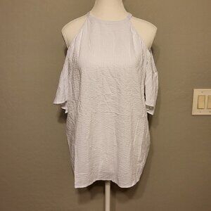 MICHAEL KORS  cut-out Cold-Shoulder Top White Large - NWT